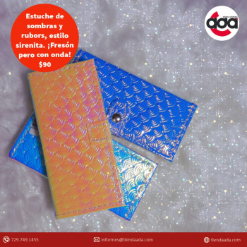 Estuche de Sombras mate y glitter y Rubors, estilo sirenita.